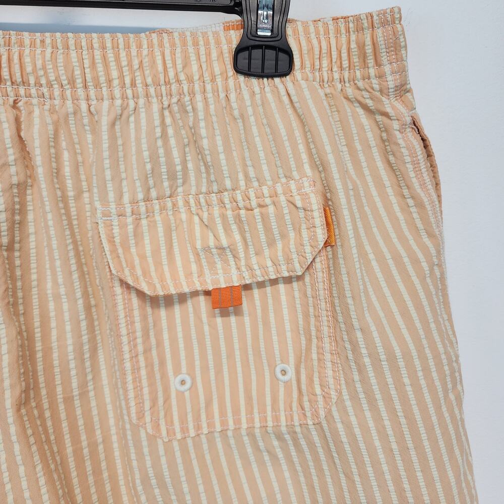 Tommy Bahama Mens Marlin Swim Trunks Size L Orange Seersucker Embroidered Vtg - Picture 5 of 10